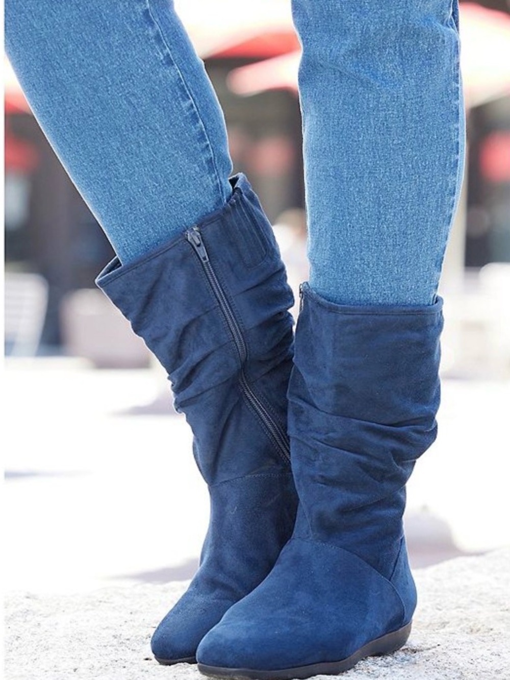 Comfortview Navy Aneela wide calf Boots, 10, NIB
